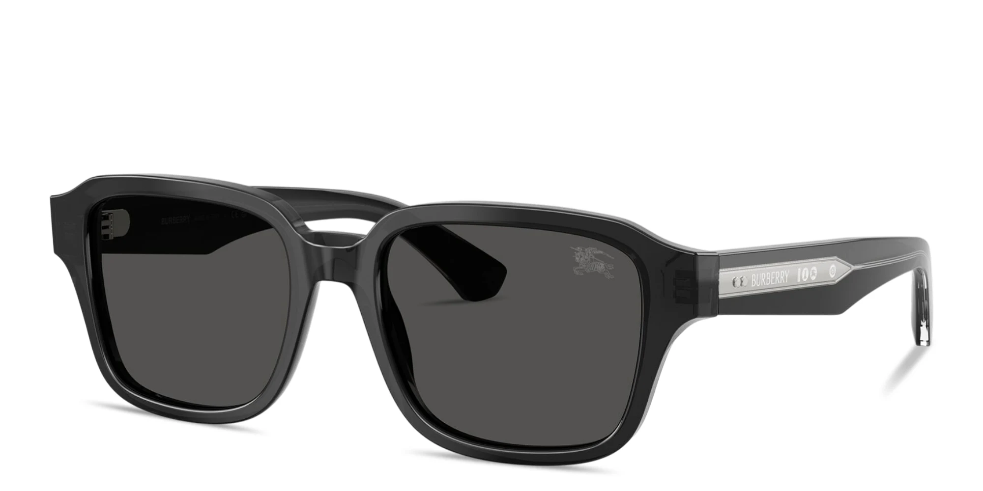 Shop BURBERRY Engraved Logo Square Sunglasses in Grey online.