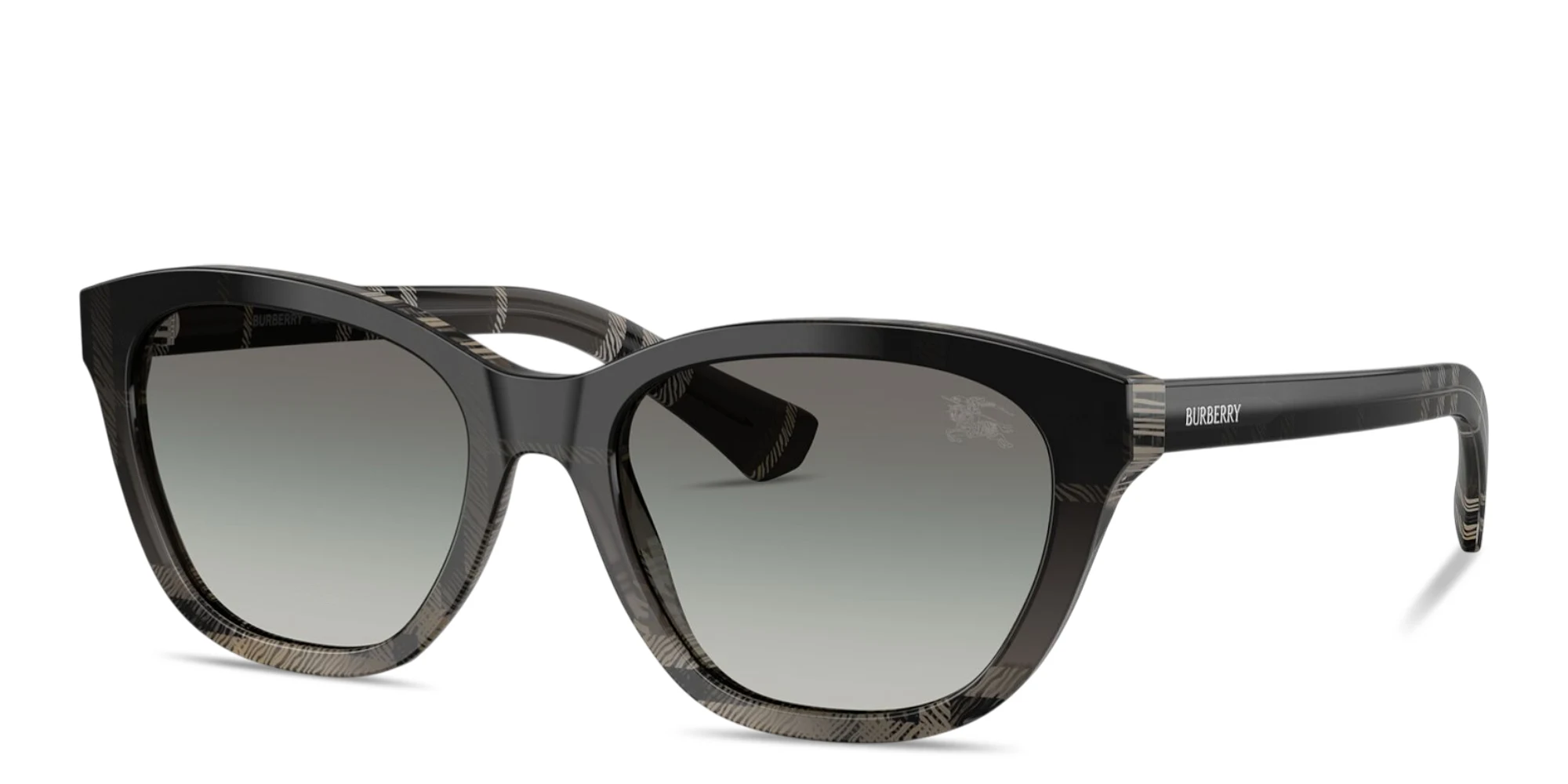 Shop BURBERRY Logo Signature Rectangle Sunglasses in Check Gradient Grey online.