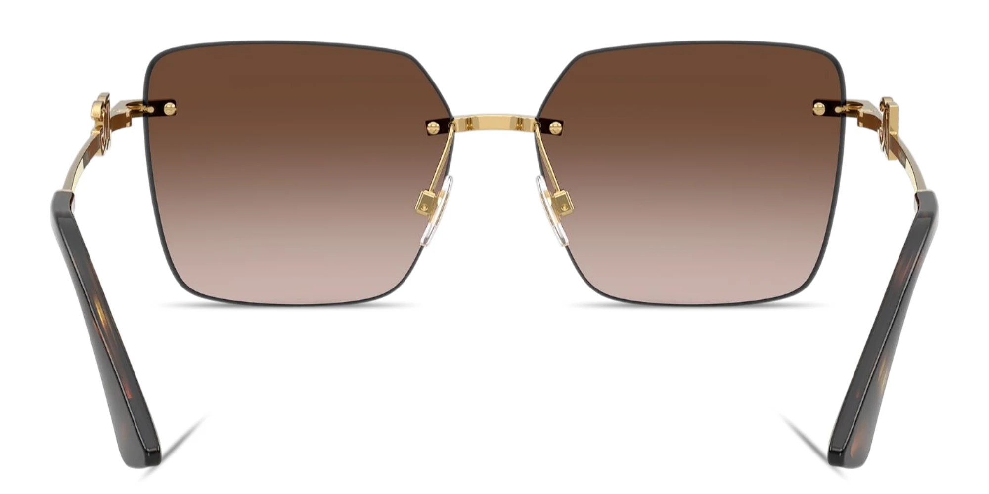 Shop Dolce & Gabbana Rhinestone-Embellished Oversized Rimless Square Sunglasses in Gold online.