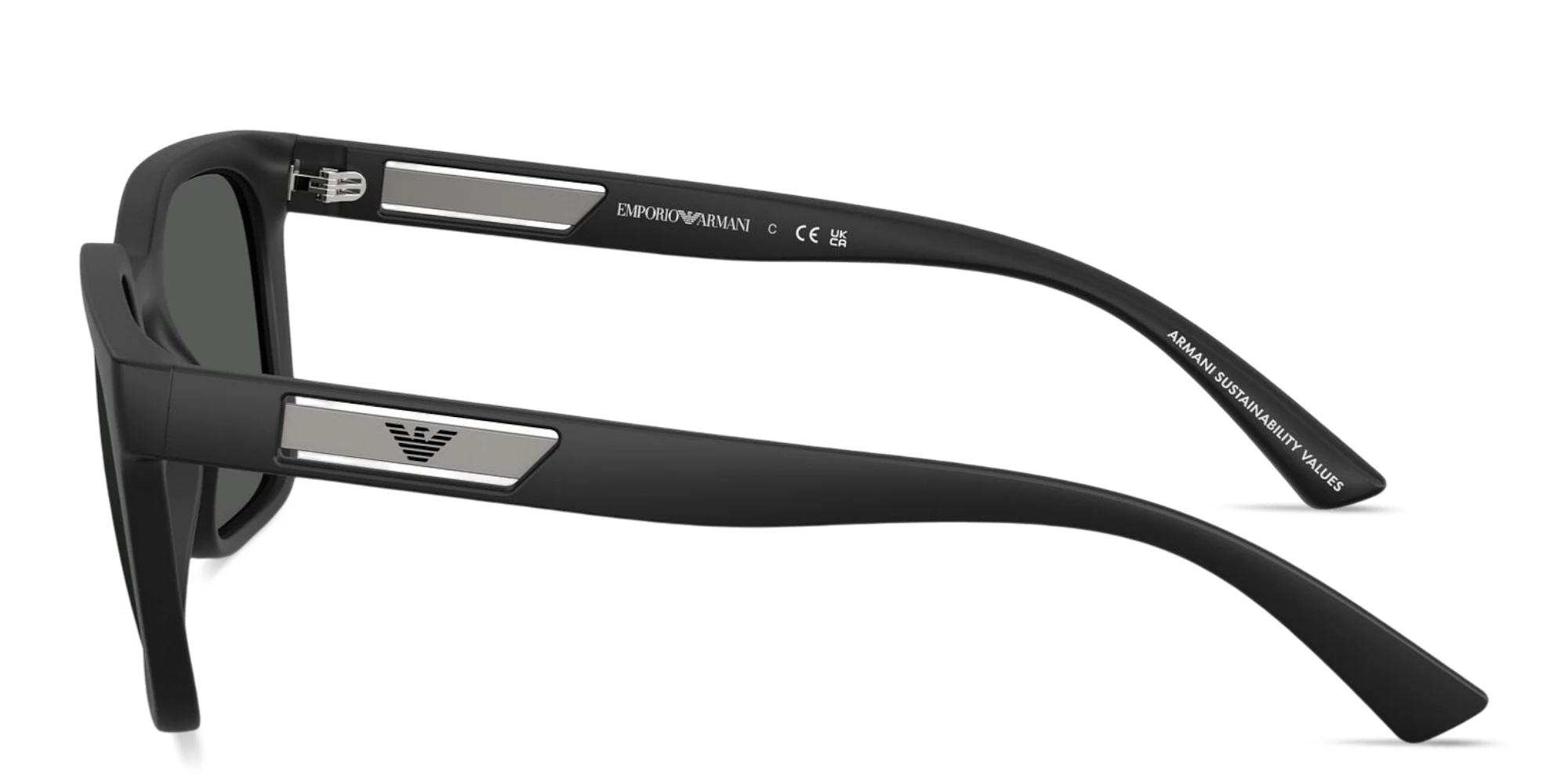 تسوق نظارات شمسية مربّعة بشعار النسر امبوريو أرماني بلون أسود مطفي أونلاين.