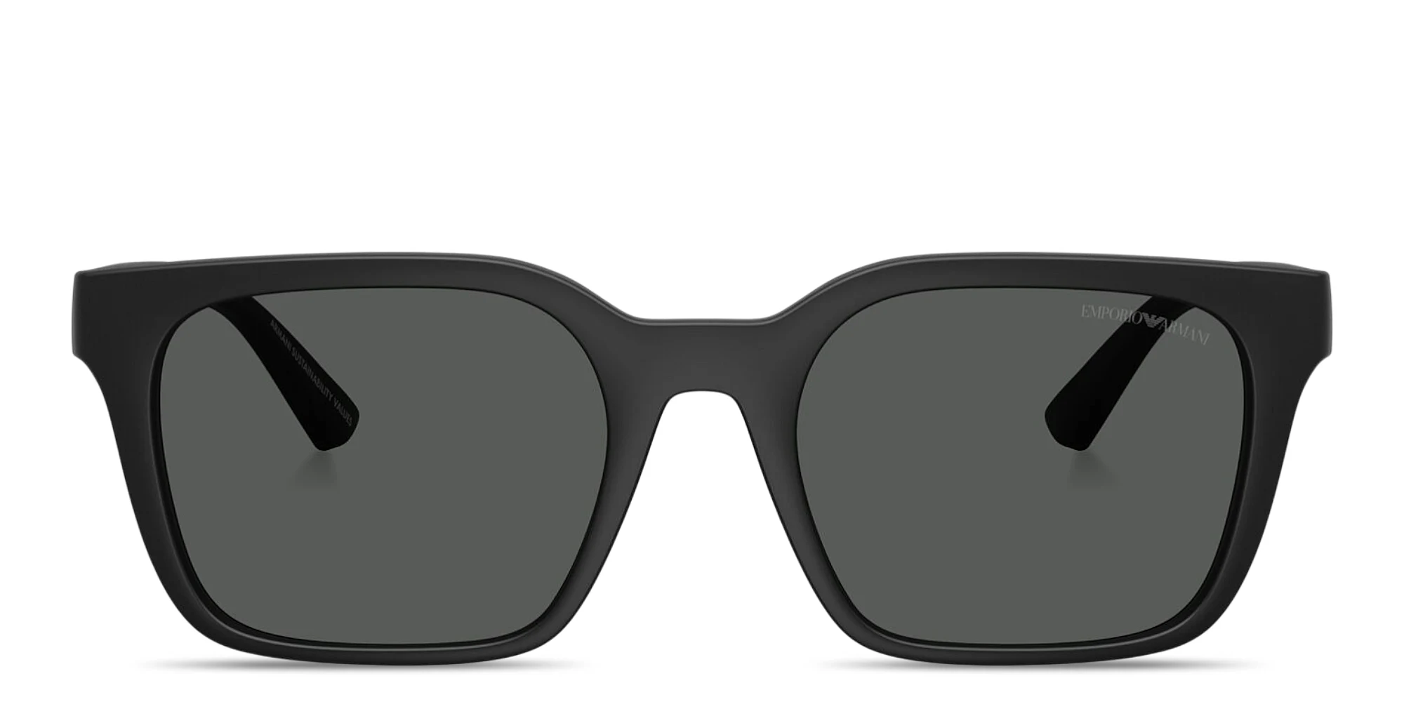 Shop Emporio Armani Eagle Logo Square Sunglasses in Matte Black online.