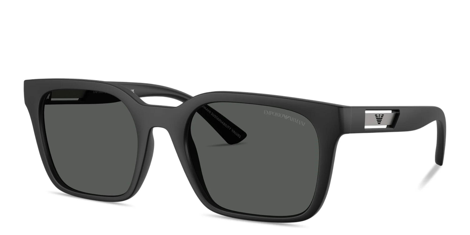 Shop Emporio Armani Eagle Logo Square Sunglasses in Matte Black online.