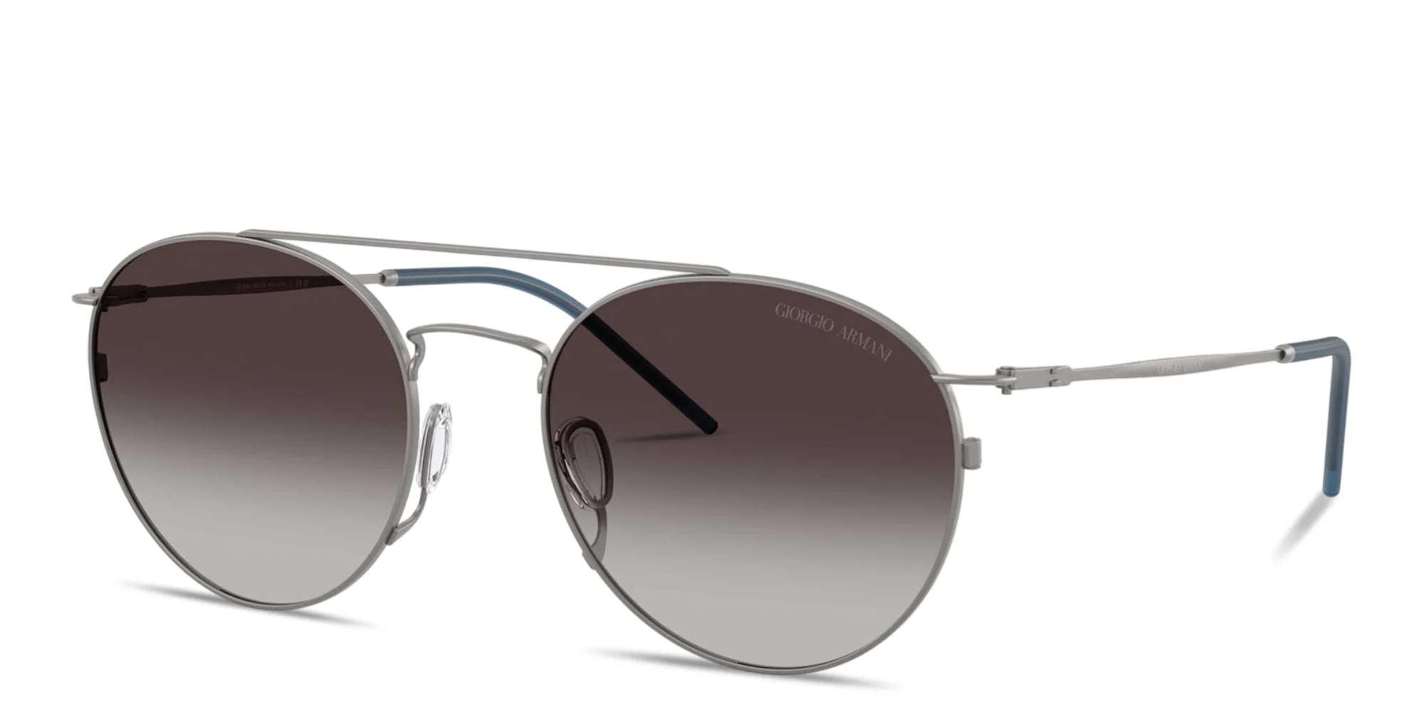 تسوق نظارات شمسية دائرية بالشعار المنقوش جورجو أرماني بلون رصاصي مطفي أونلاين.