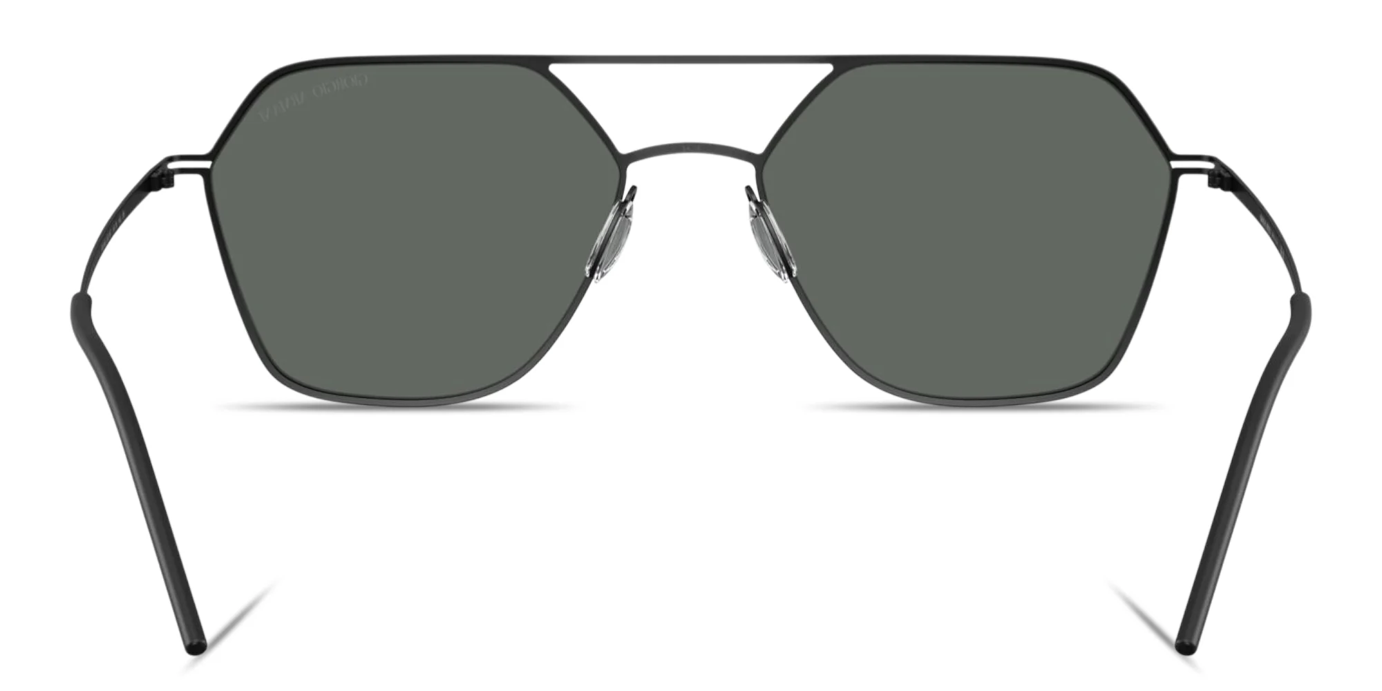 Shop GIORGIO ARMANI Engraved Logo Square Sunglasses in Matte Black online.