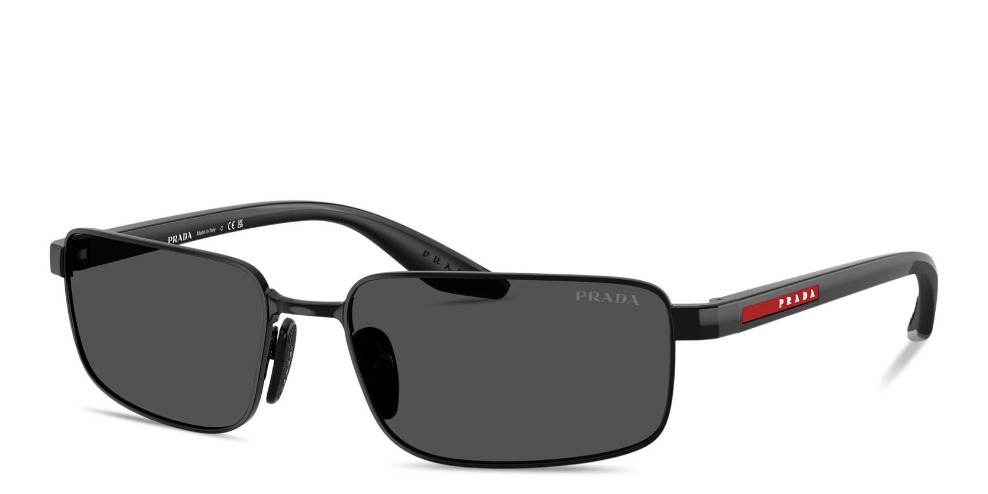 تسوق نظارات شمسية مستطيلة بتوقيع العلامة برادا لينيا روسا بلون أسود أونلاين.