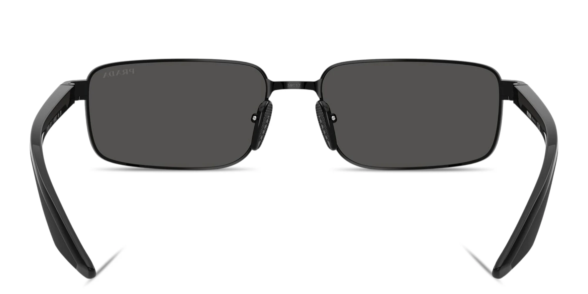 Shop Prada Linea Rossa Logo Signature Rectangle Sunglasses in Black online.