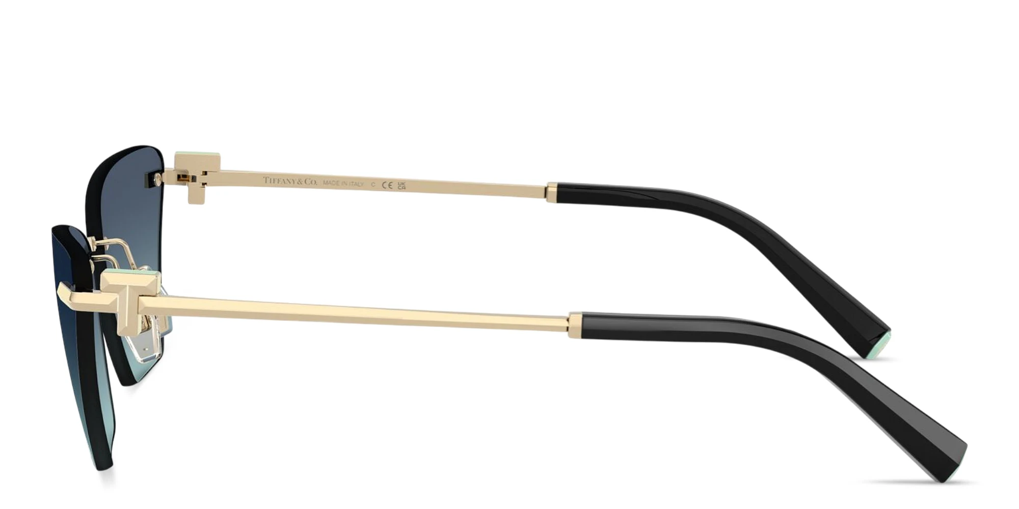 Shop TIFFANY Tiffany T Rimless Butterfly Sunglasses in Pale Gold online.
