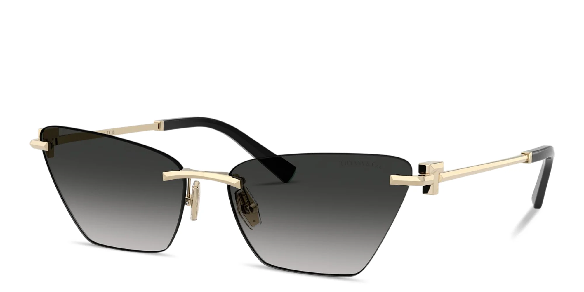 Shop TIFFANY Tiffany T Rimless Butterfly Sunglasses in Pale Gold online.
