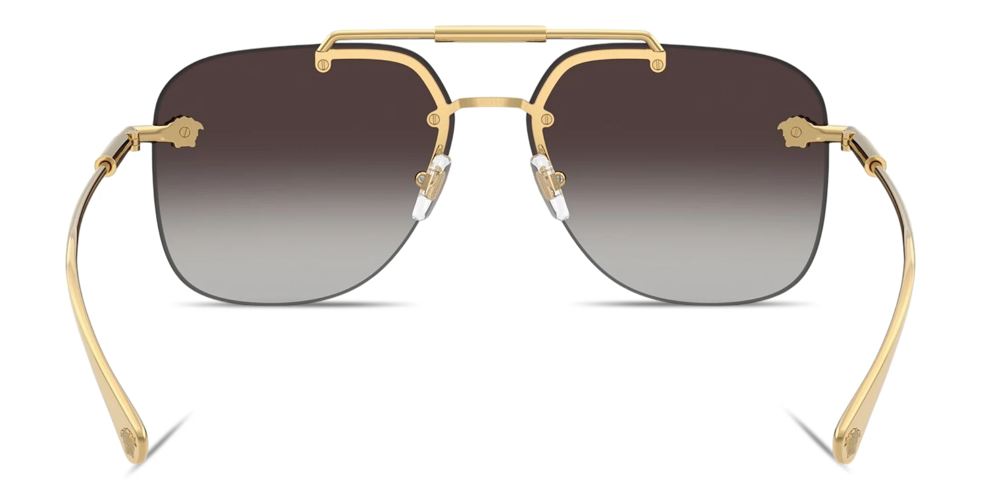 Shop VERSACE Medusa Rimless Square Sunglasses in Gold online.