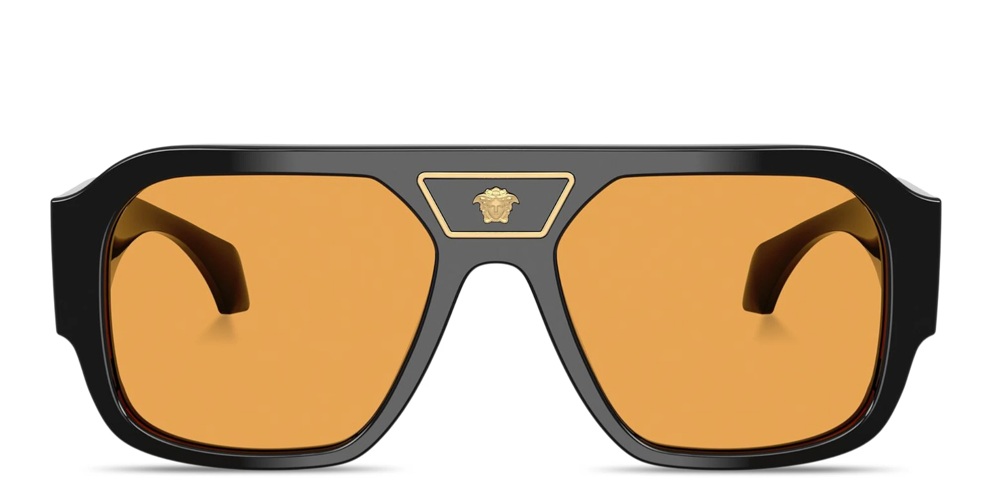 Shop VERSACE Medusa Square Sunglasses in Black online.