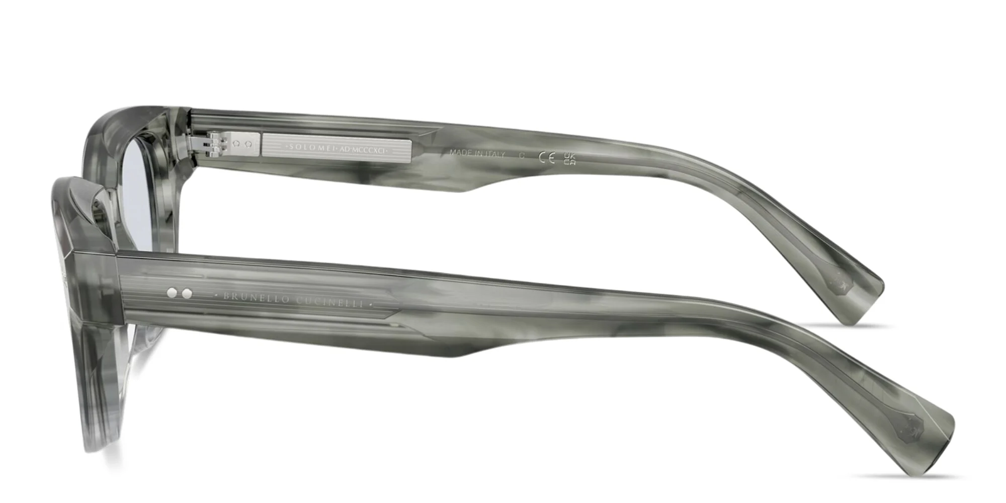 Shop BRUNELLO CUCINELLI Miles Unisex Rectangle Eyeglasses in Antracite Striato online.