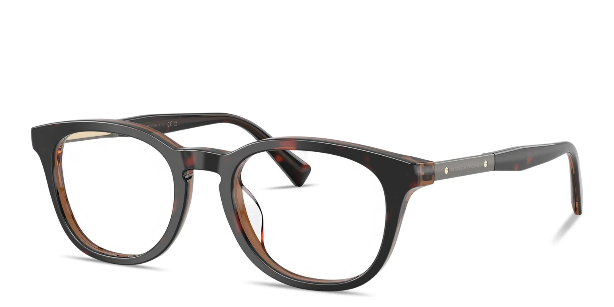Shop BRUNELLO CUCINELLI Logo Signature Unisex Pillow Eyeglasses in Havana Mogano online.
