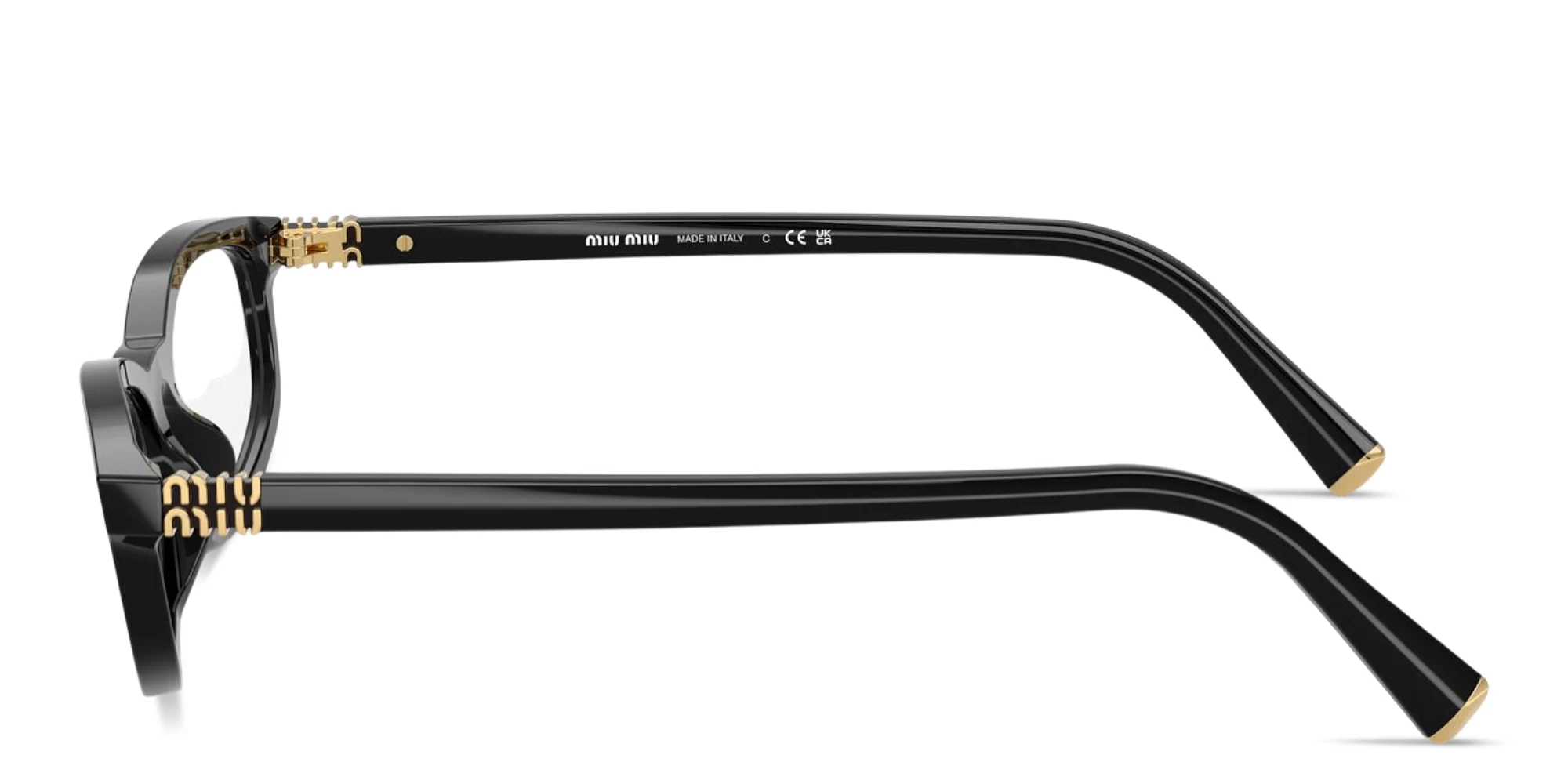 Shop MIU MIU Vertical Logo Oval Eyeglasses in Black online.