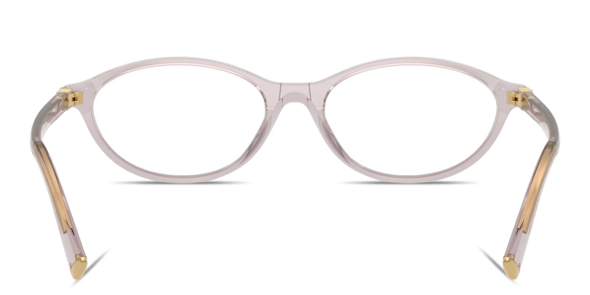Shop MIU MIU Vertical Logo Oval Eyeglasses in Transparent mauve online.