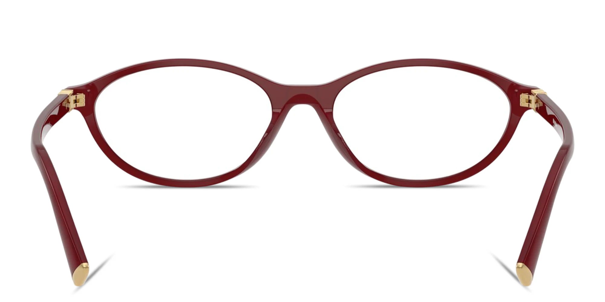 Shop MIU MIU Vertical Logo Oval Eyeglasses in Opal Burgundy online.