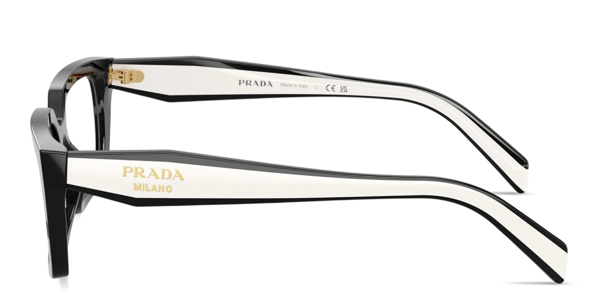 Shop PRADA Logo Print Rectangle Eyeglasses in Black online.
