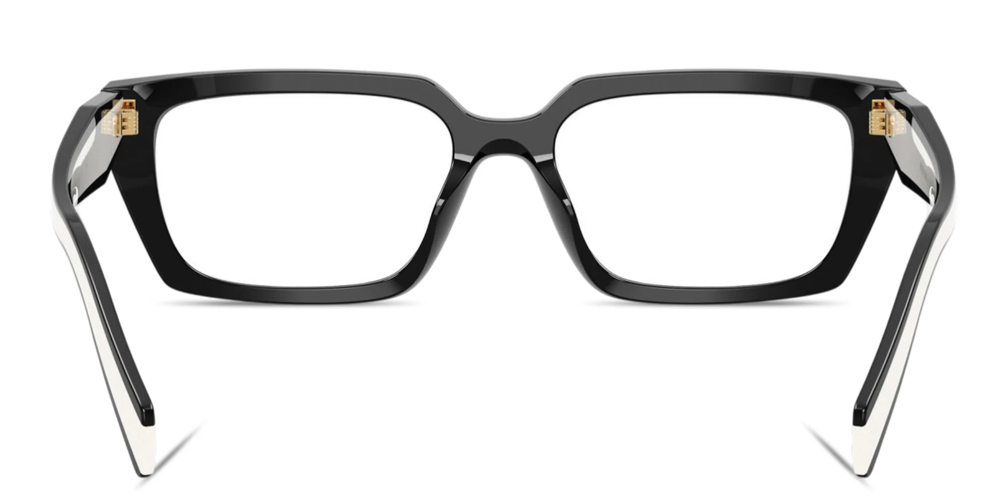 Shop PRADA Logo Print Rectangle Eyeglasses in Black online.