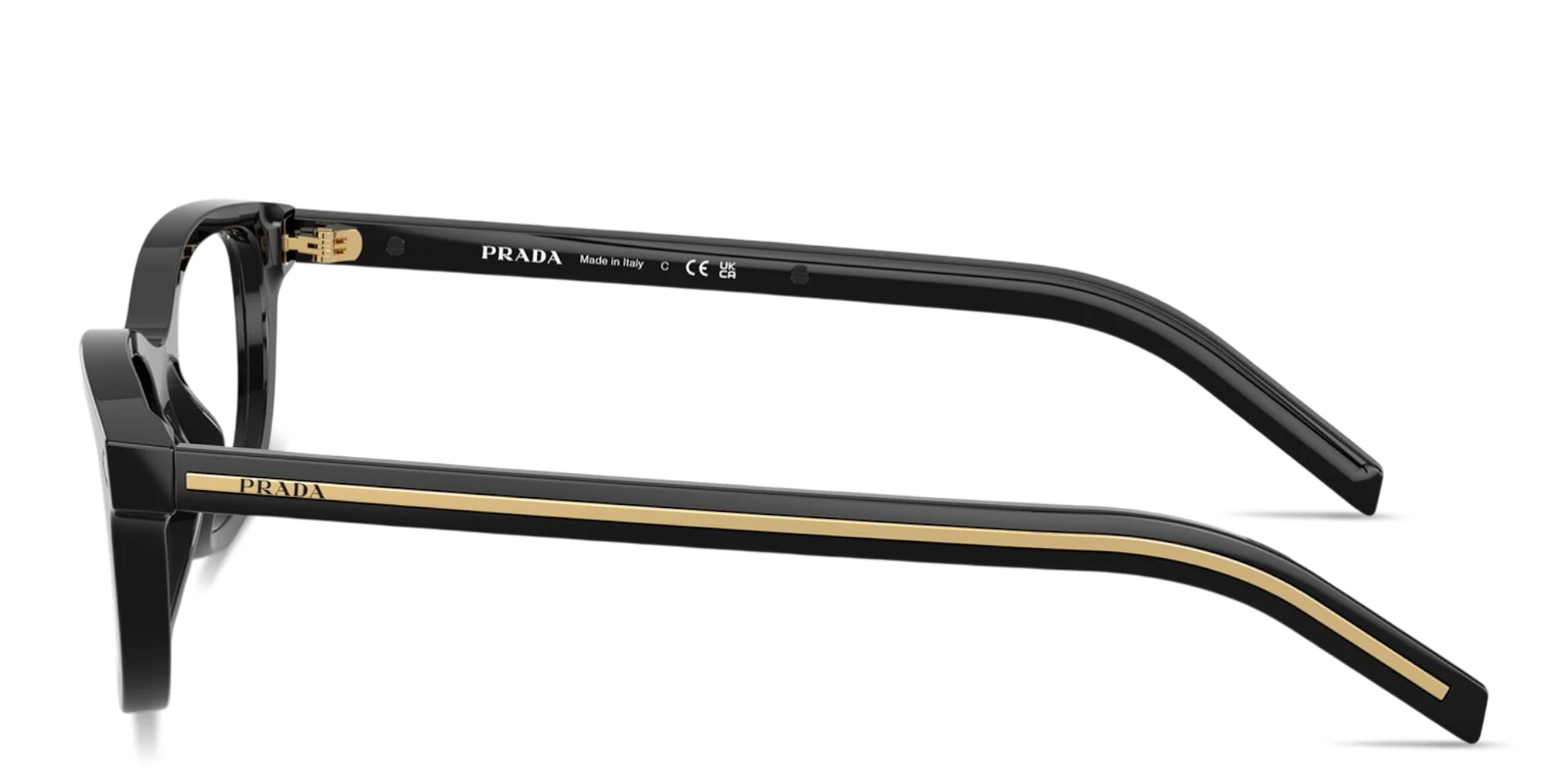 Shop PRADA Logo Signature Oval Eyeglasses in Black online.