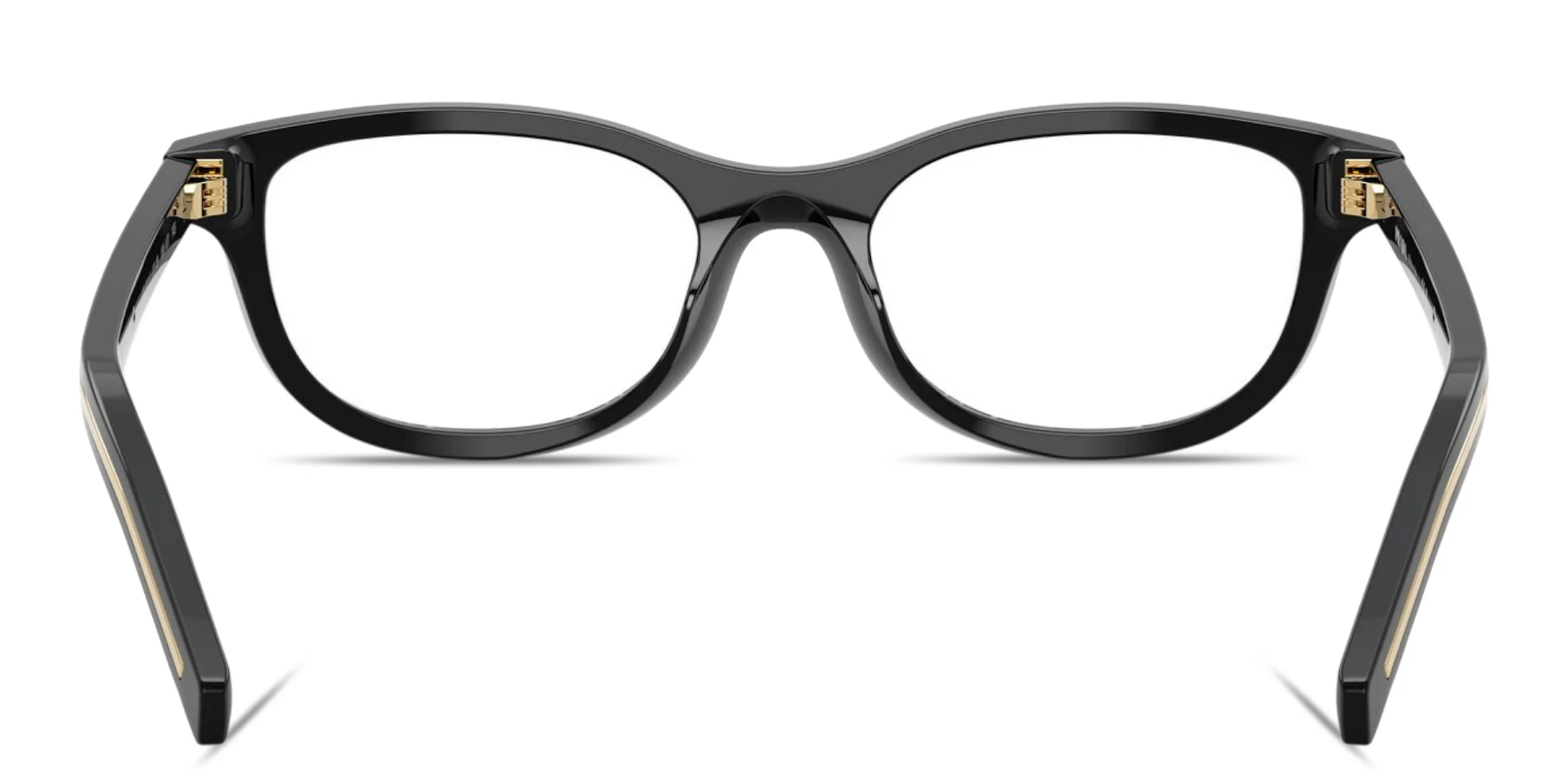 Shop PRADA Logo Signature Oval Eyeglasses in Black online.