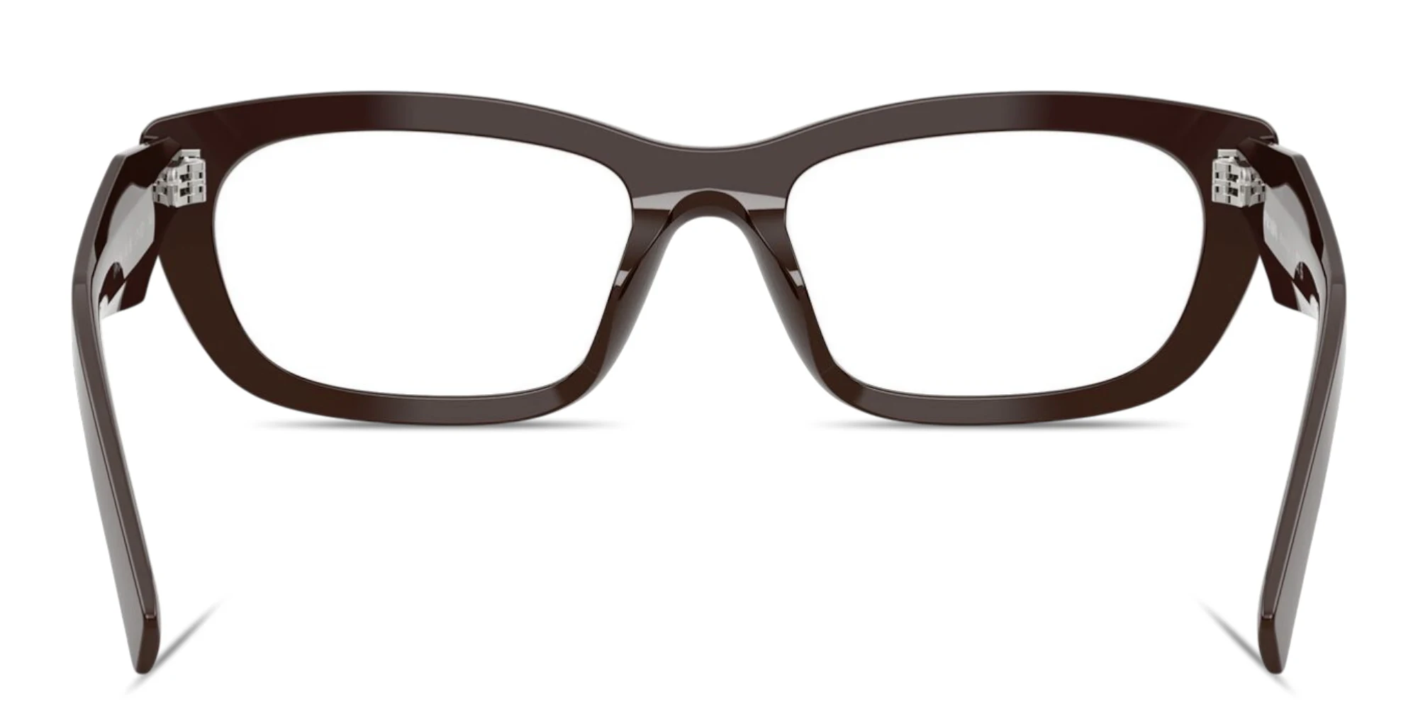 Shop PRADA Engraved Logo Irregular Eyeglasses in Cigar online.