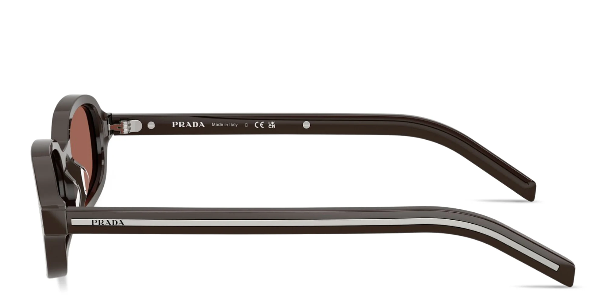 Shop PRADA Logo Signature Oval Sunglasses in Cigar online.