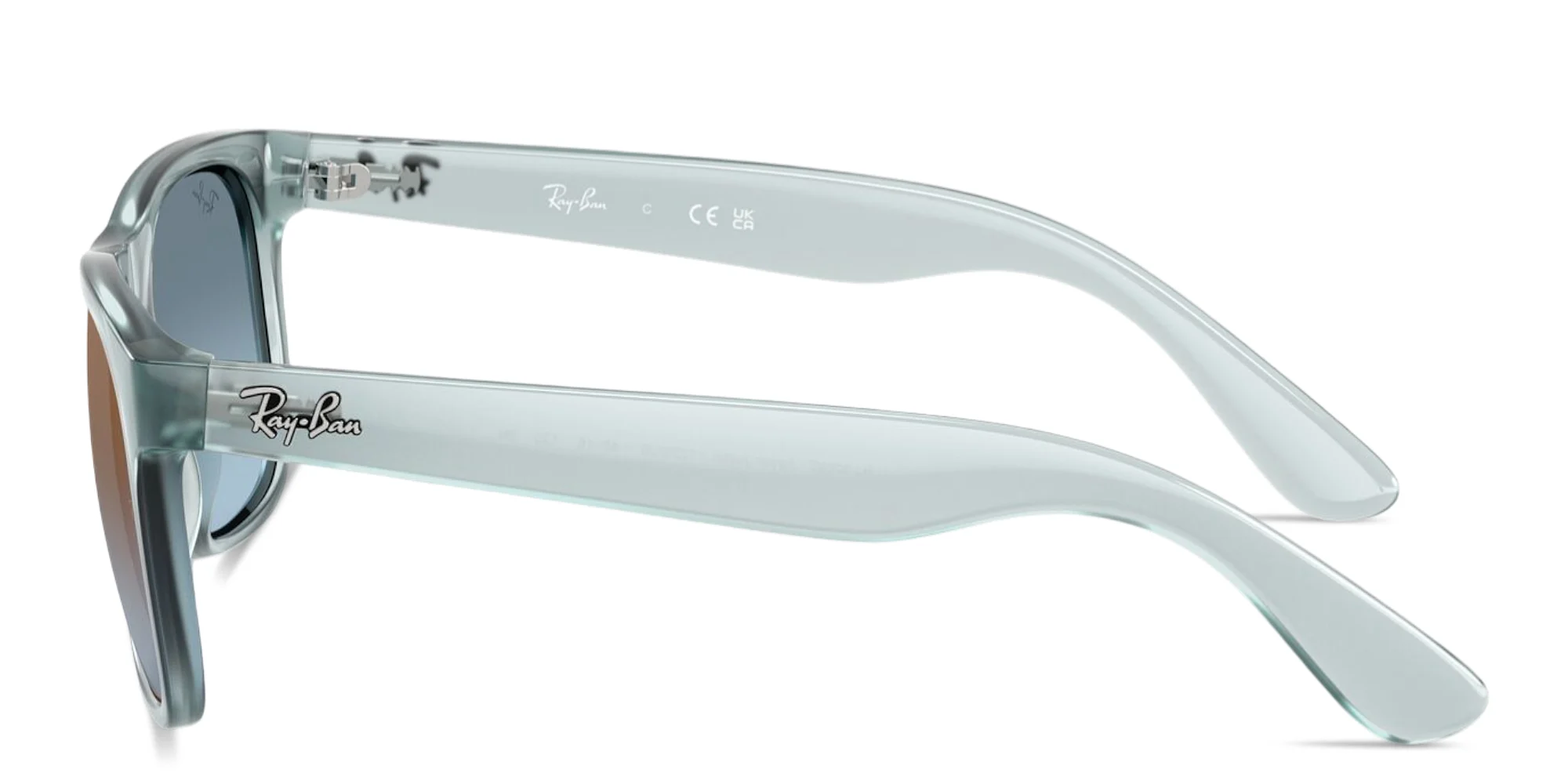 Shop Ray-Ban Junior Justin Kids Square Sunglasses in Transparent Blue online.