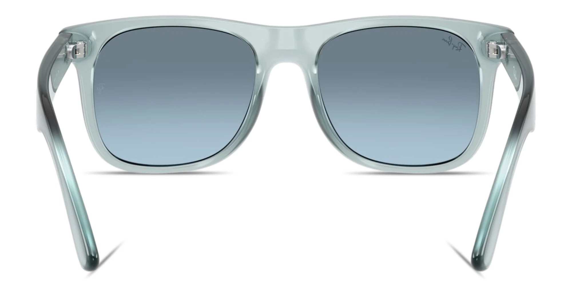 Shop Ray-Ban Junior Justin Kids Square Sunglasses in Transparent Blue online.