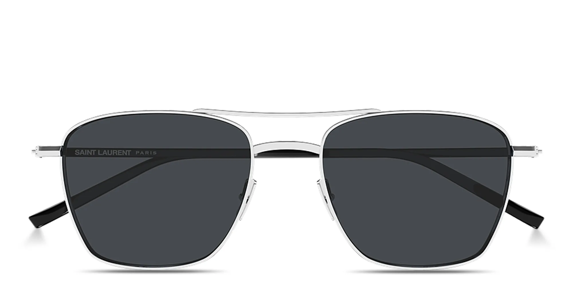 Shop SAINT LAURENT Logo Signature Unisex Pilot Sunglasses in Silver online.