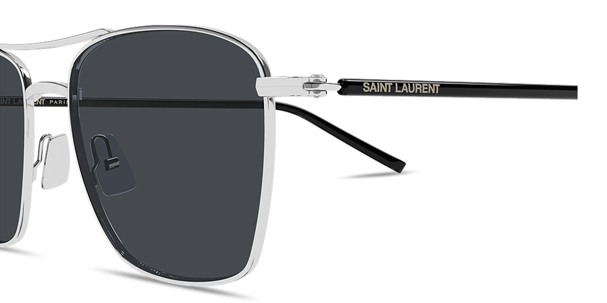 Shop SAINT LAURENT Logo Signature Unisex Pilot Sunglasses in Silver online.