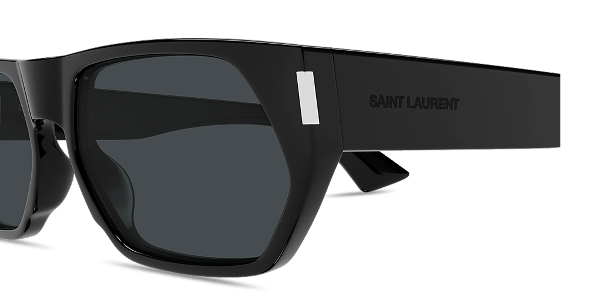 Shop SAINT LAURENT Logo Signature Irregular Sunglasses in Black online.