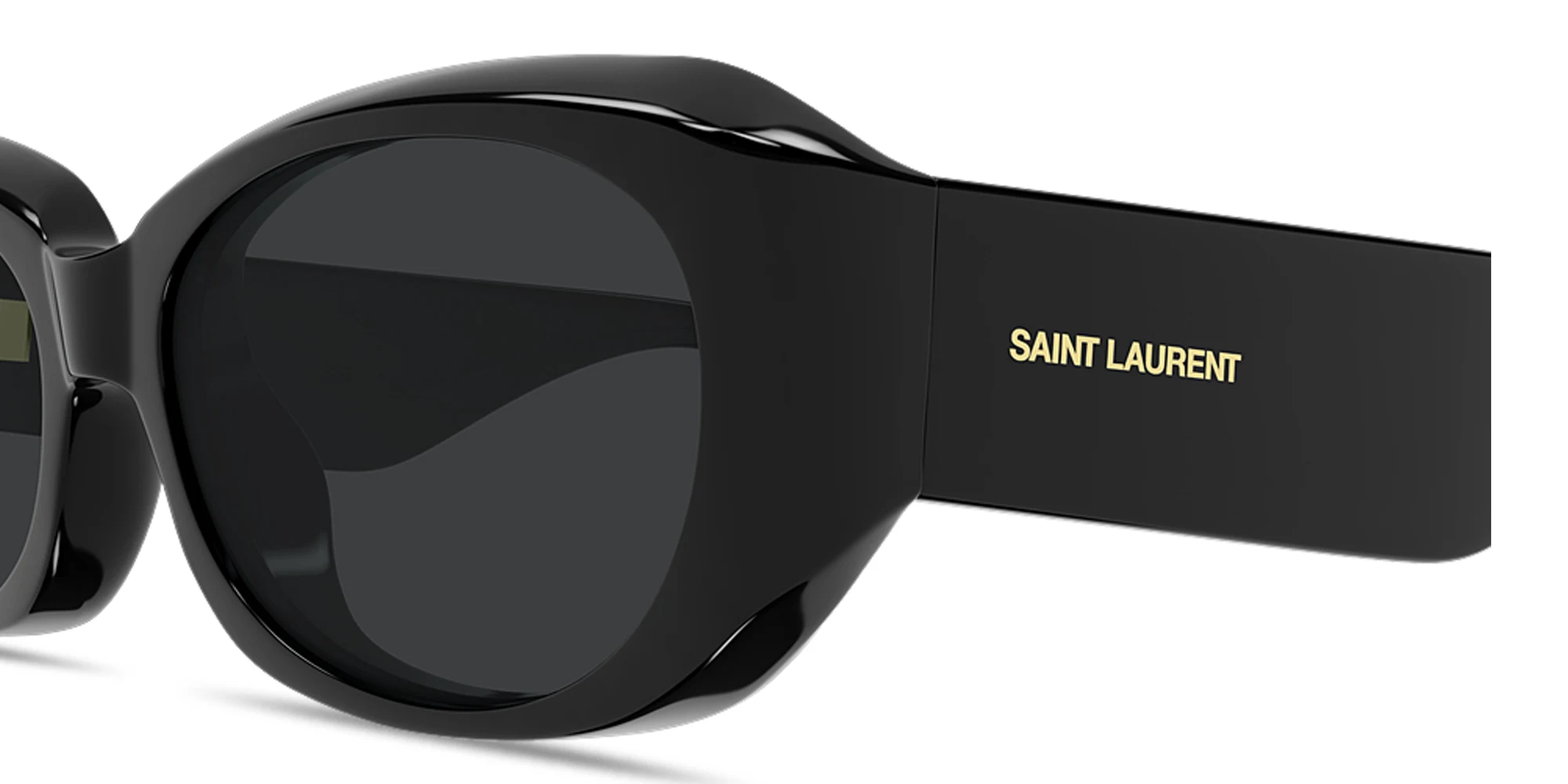 Shop SAINT LAURENT Logo Signature Oval Sunglasses in Black online.