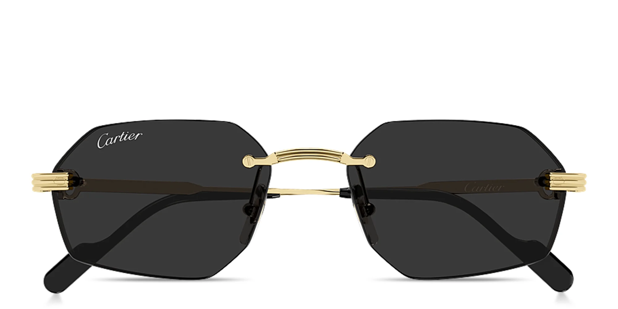 Shop Cartier Première de Cartier Rimless Irregular Sunglasses in Gold online.