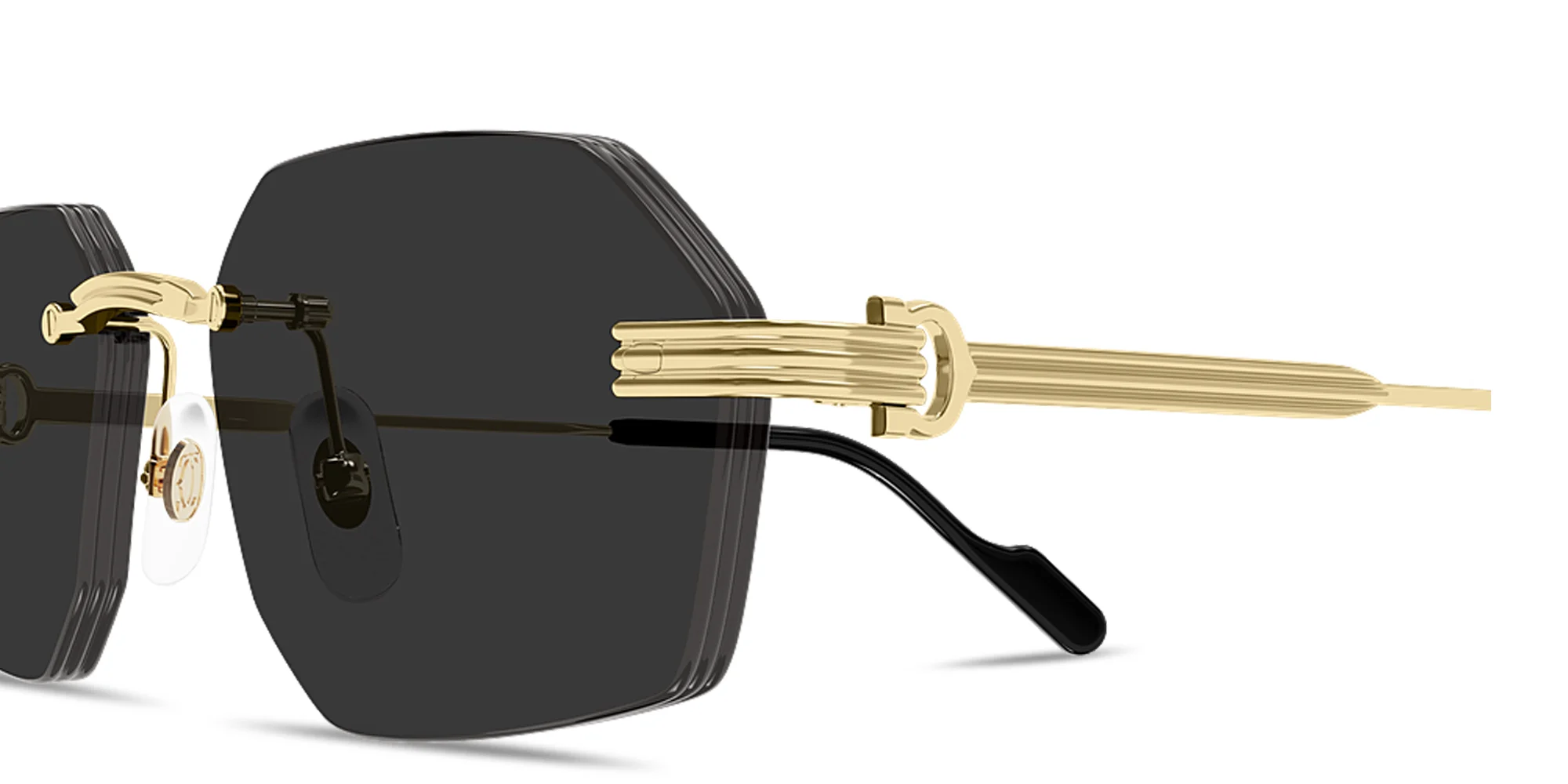 Shop Cartier Première de Cartier Rimless Irregular Sunglasses in Gold online.