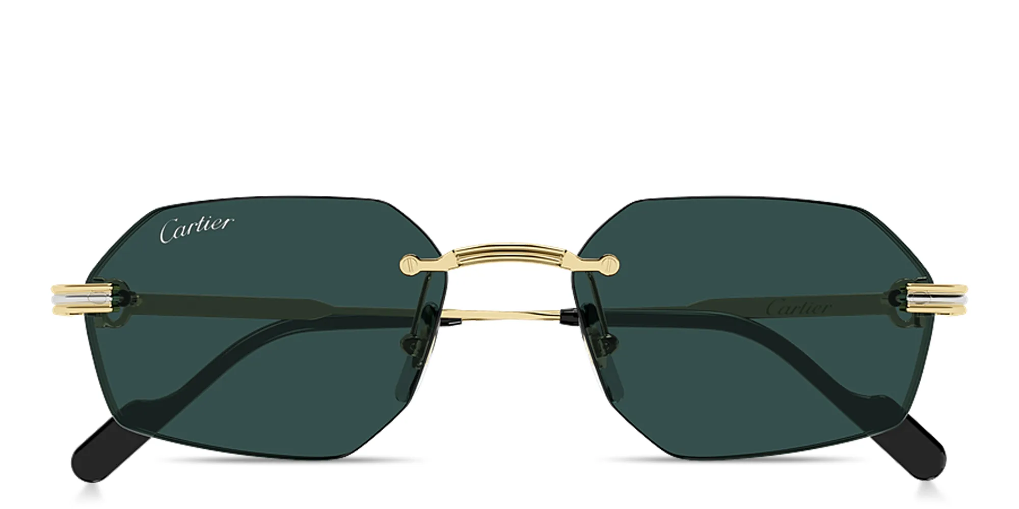 Shop Cartier Première de Cartier Rimless Irregular Sunglasses in Gold online.