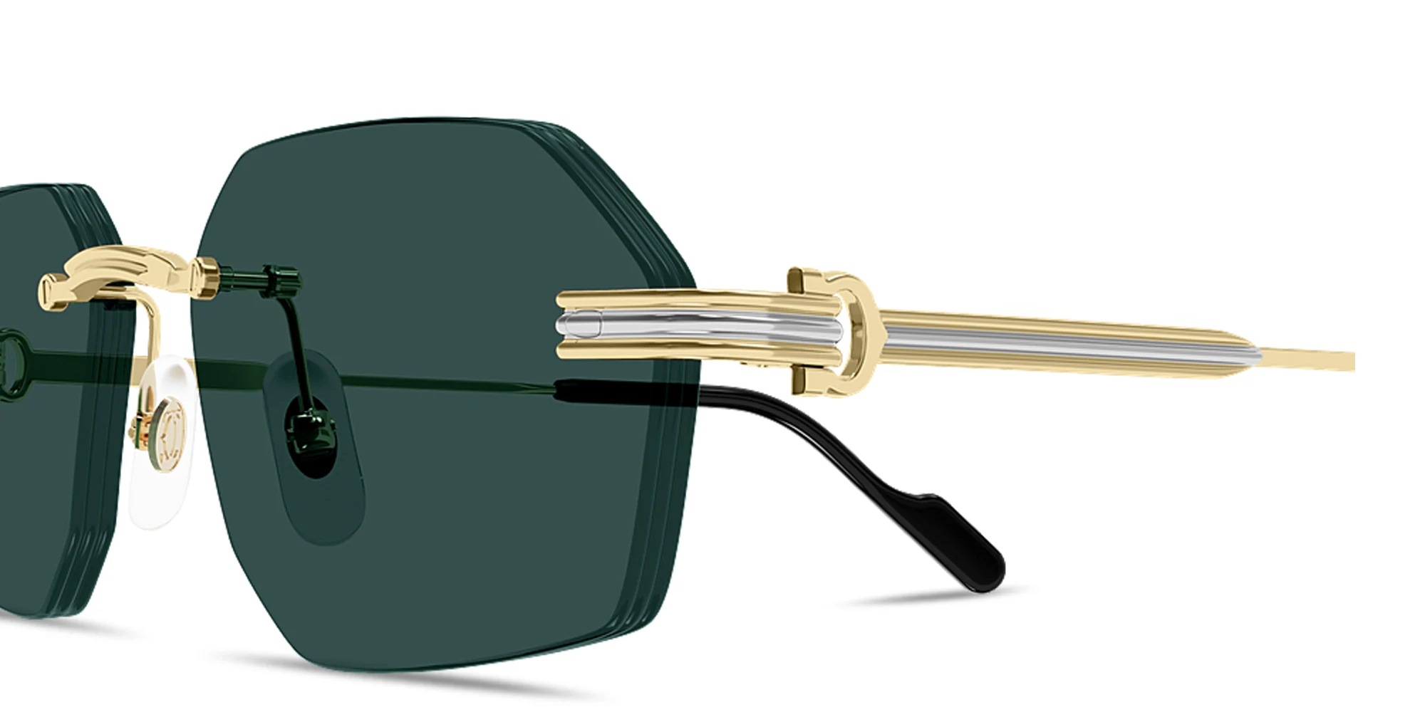 Shop Cartier Première de Cartier Rimless Irregular Sunglasses in Gold online.