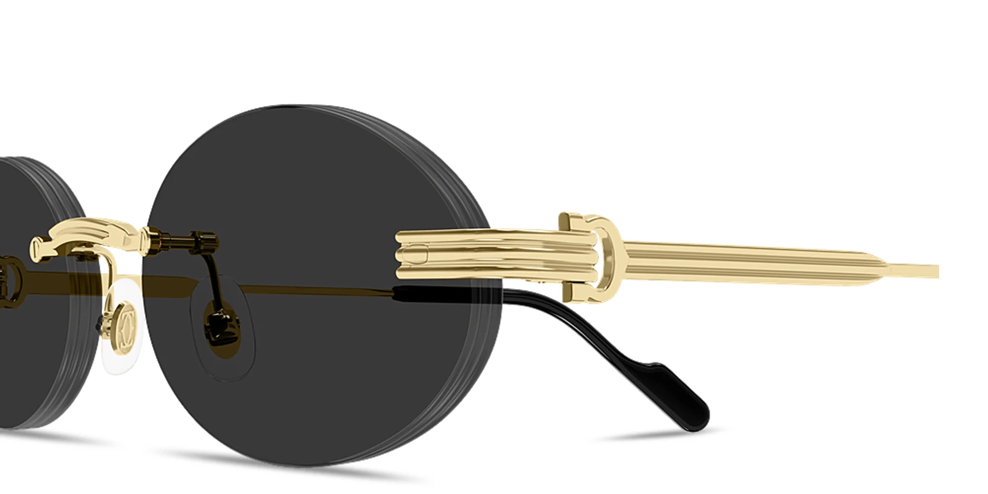 Shop Cartier Première de Cartier Unisex Rimless Oval Sunglasses in Gold online.