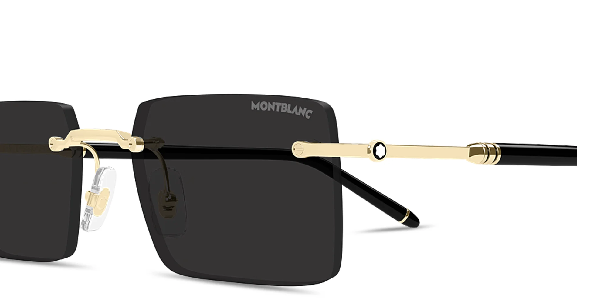 Shop MONTBLANC Meisterstück Rimless Rectangle Sunglasses in Gold online.