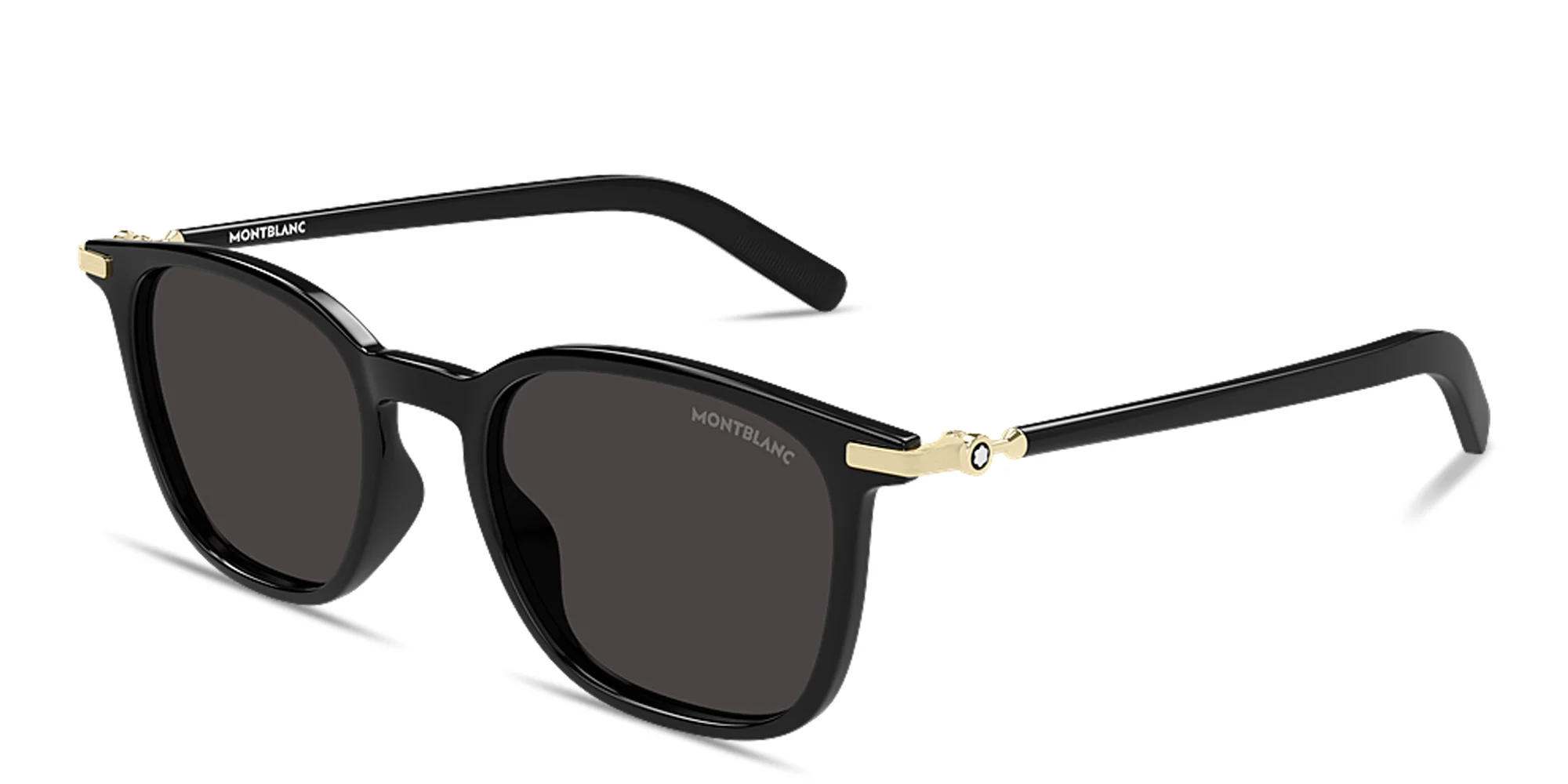 Shop MONTBLANC Snowcap Square Sunglasses in Black online.