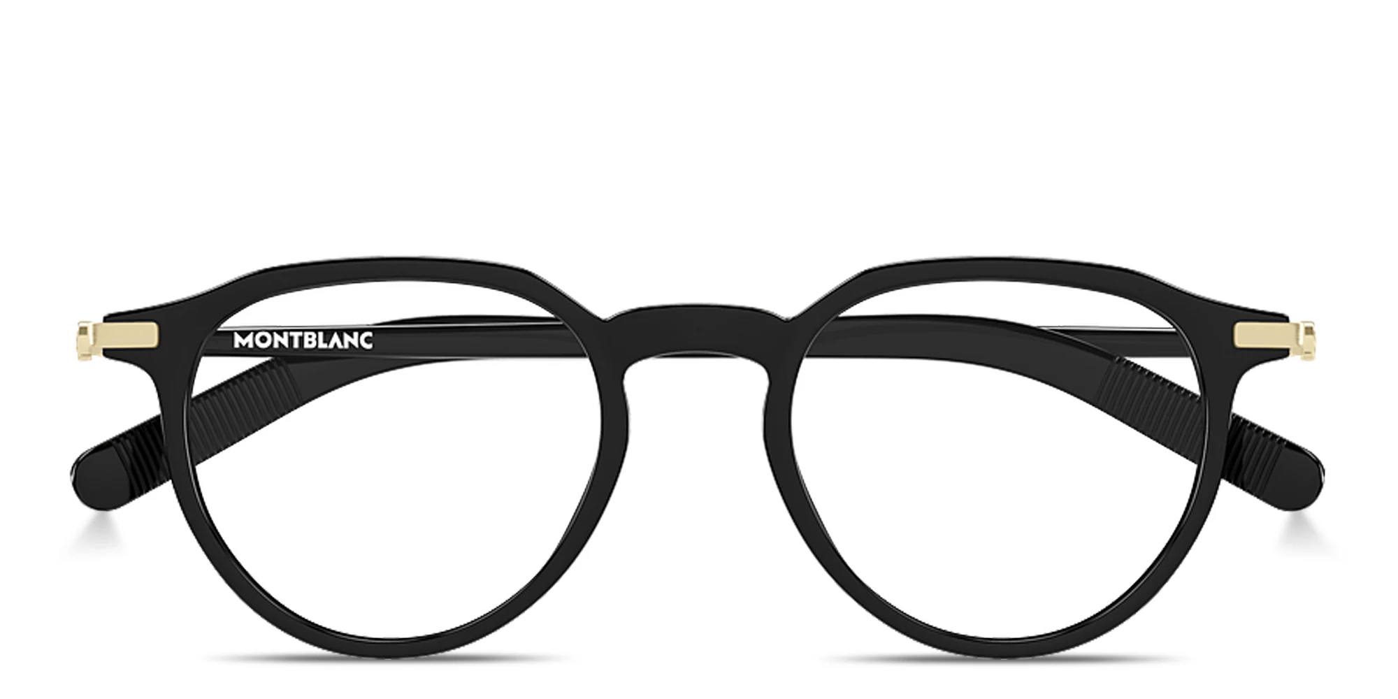 Shop MONTBLANC Snowcap Panthos Eyeglasses in Black online.