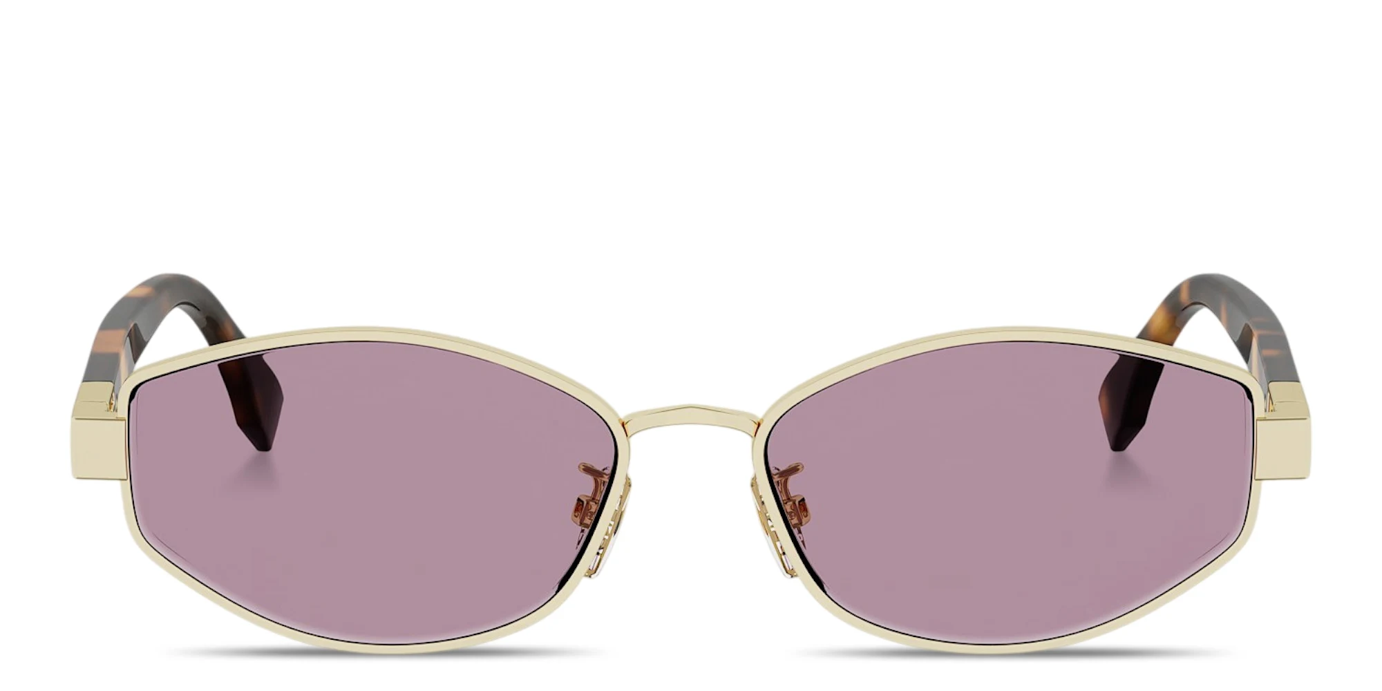 Shop FENDI Baguette Irregular Sunglasses in Gold online.