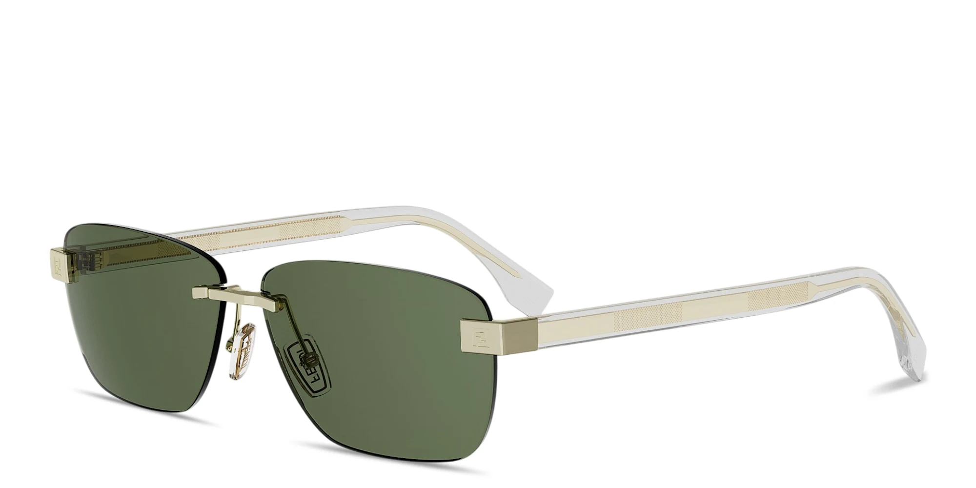 Shop FENDI Sky Rimless Square Sunglasses in Light Gold online.