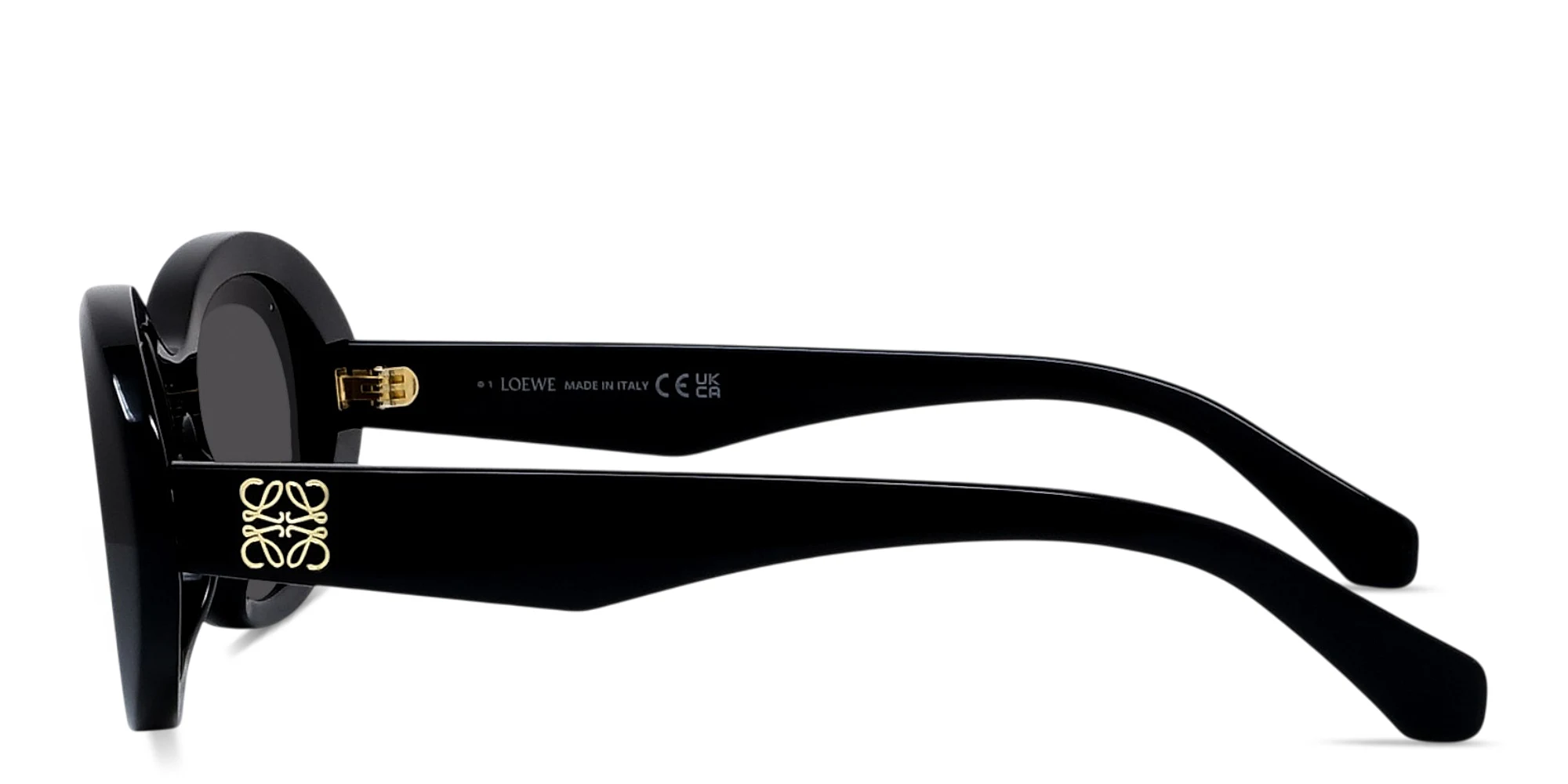 Shop LOEWE Anagram Oval Sunglasses in Black online.