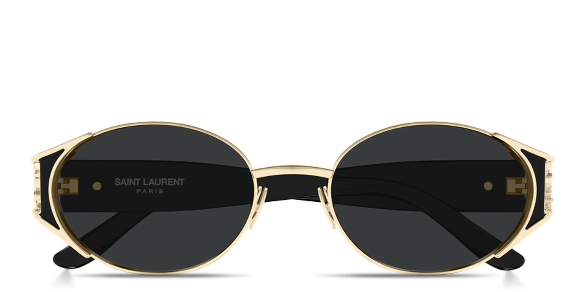 تسوق YSL Logo Oval Sunglasses سان لوران بلون Light Gold أونلاين.
