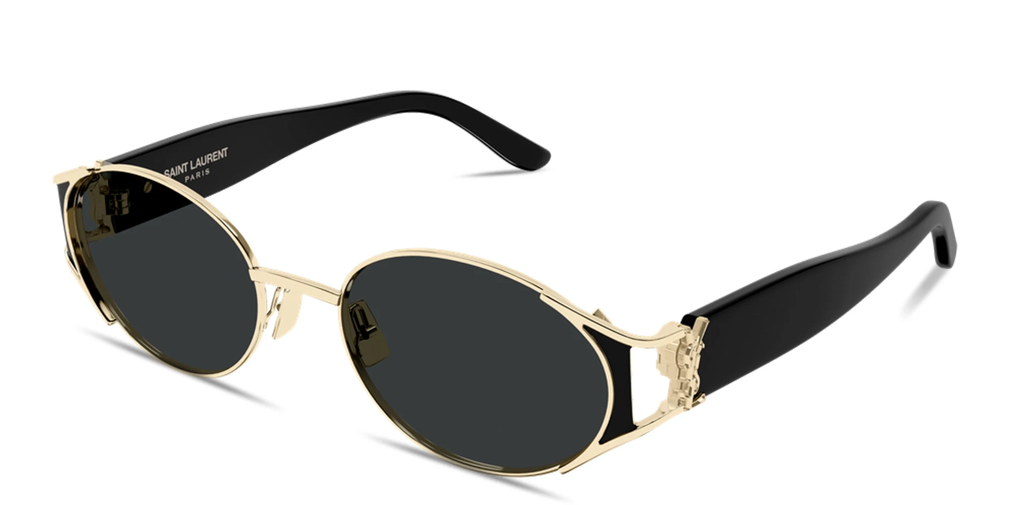 تسوق YSL Logo Oval Sunglasses سان لوران بلون Light Gold أونلاين.