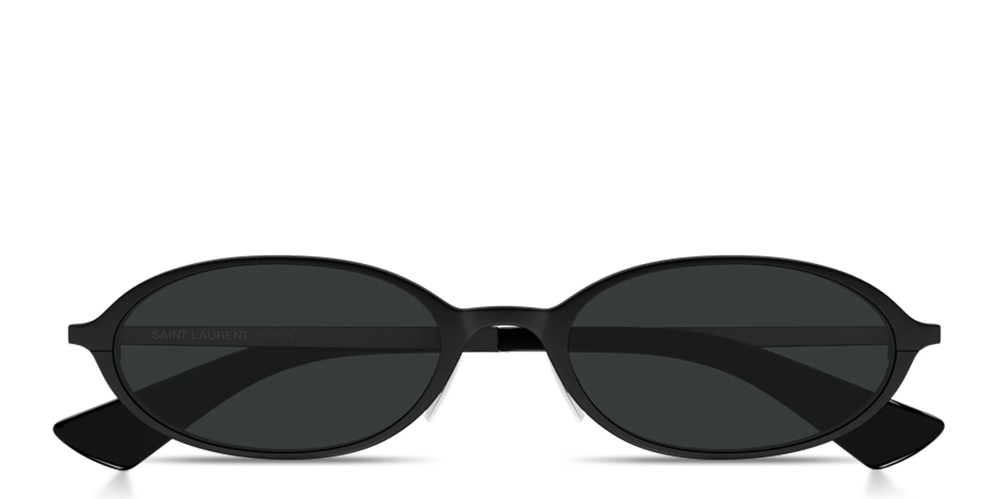 Shop SAINT LAURENT Logo Signature Oval Sunglasses in Matte Black online.