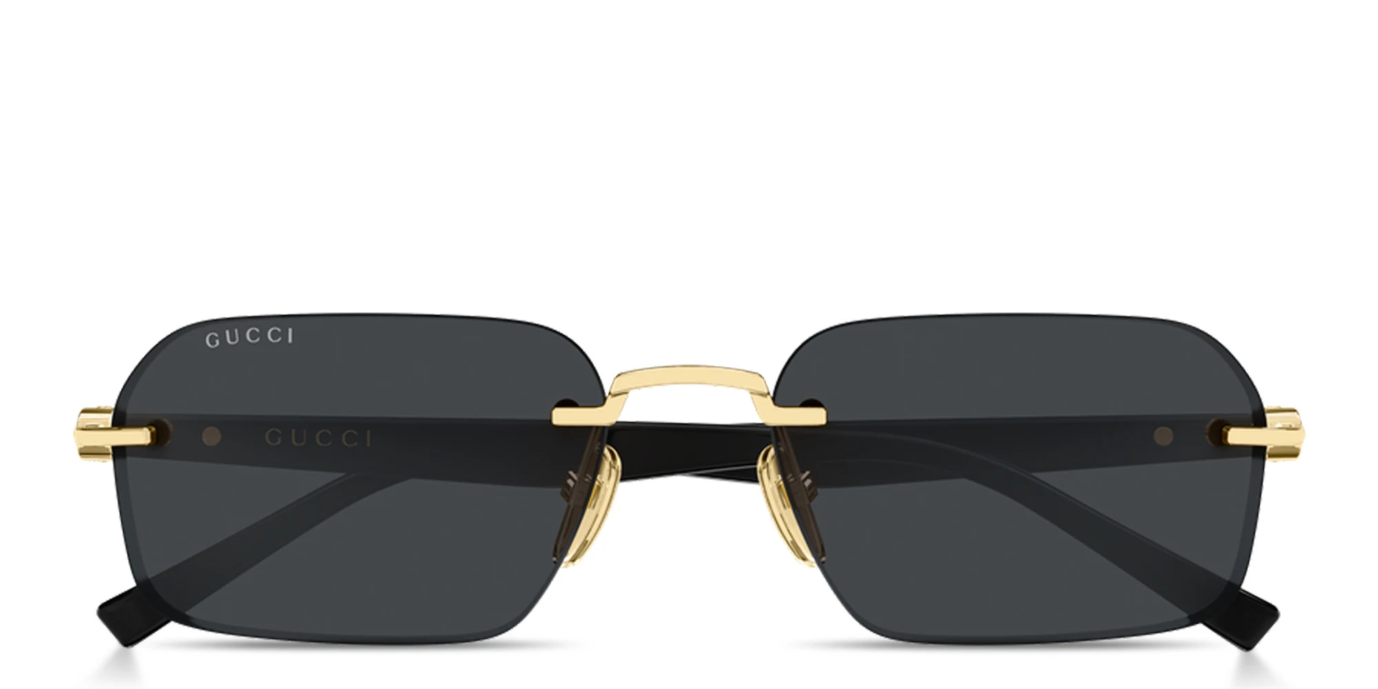 تسوق Gucci Emblem Rimless Rectangle Sunglasses غوتشي بلون Endura Gold أونلاين.