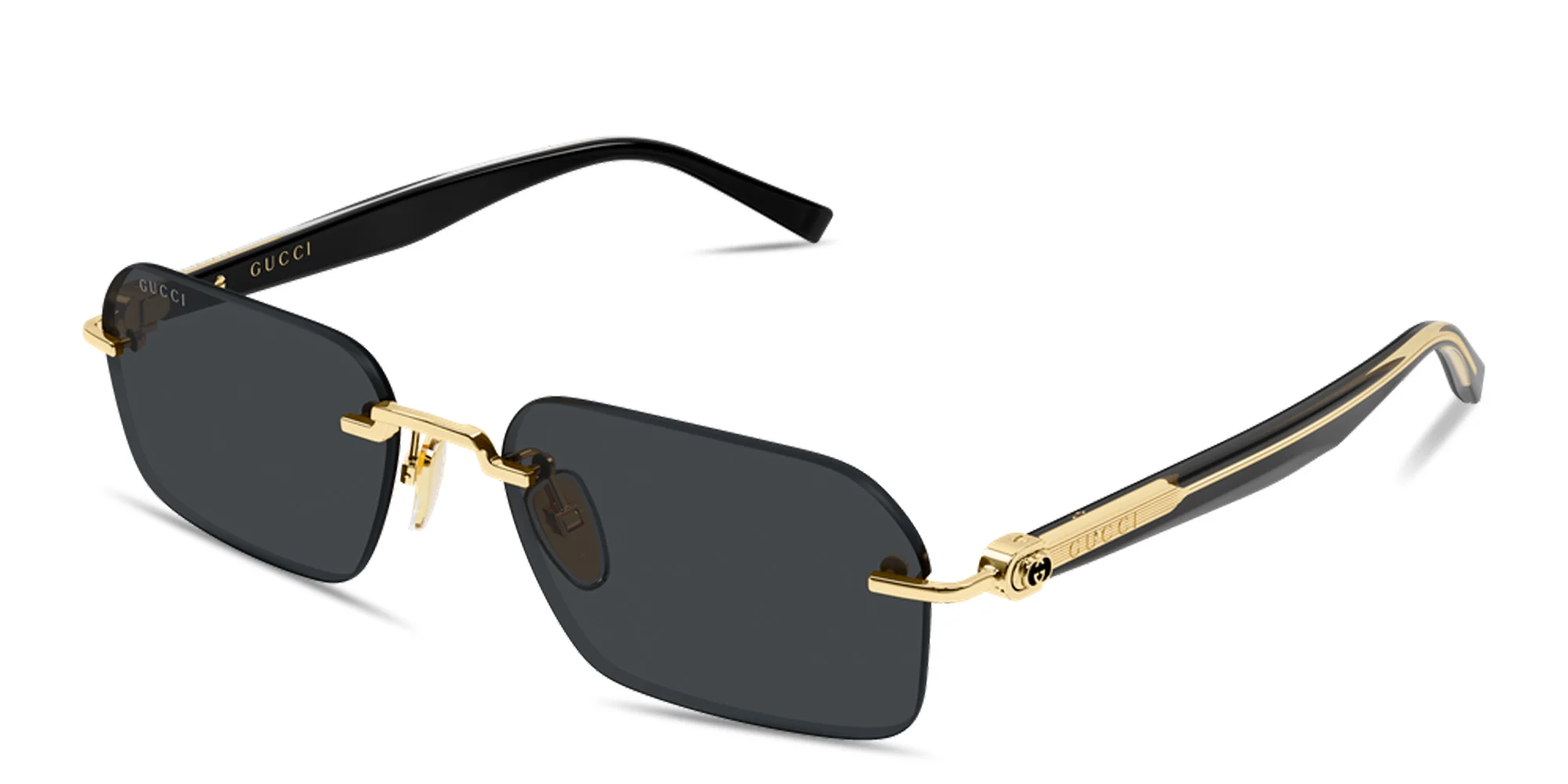 تسوق Gucci Emblem Rimless Rectangle Sunglasses غوتشي بلون Endura Gold أونلاين.