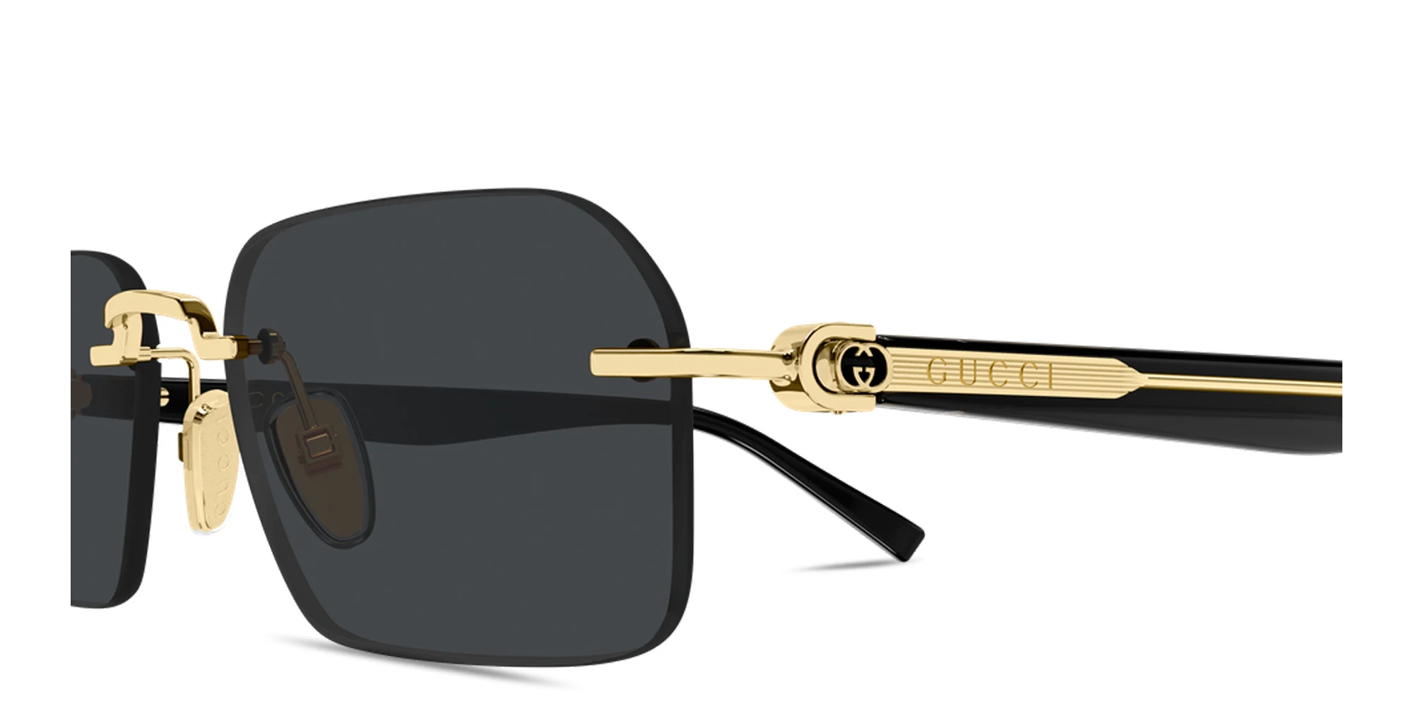 تسوق Gucci Emblem Rimless Rectangle Sunglasses غوتشي بلون Endura Gold أونلاين.