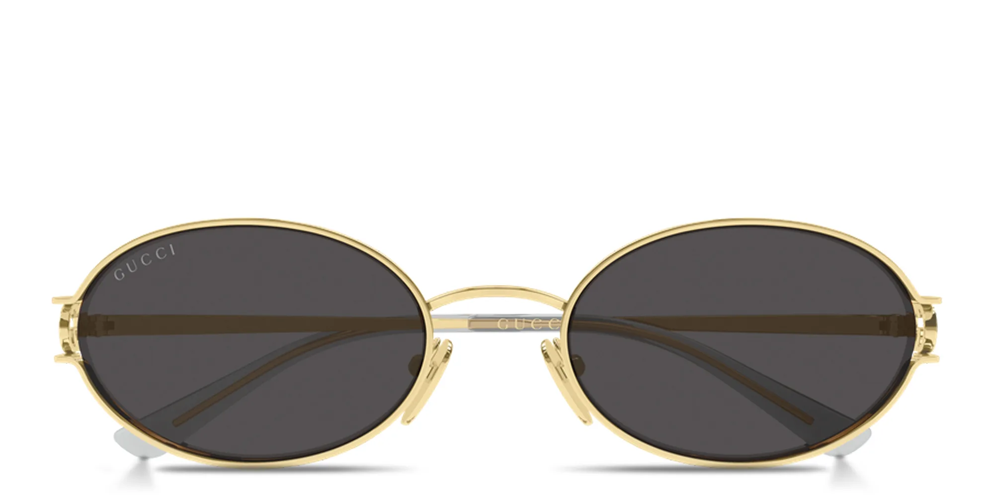 Shop GUCCI GG Logo Oval Sunglasses in Endura Gold online.