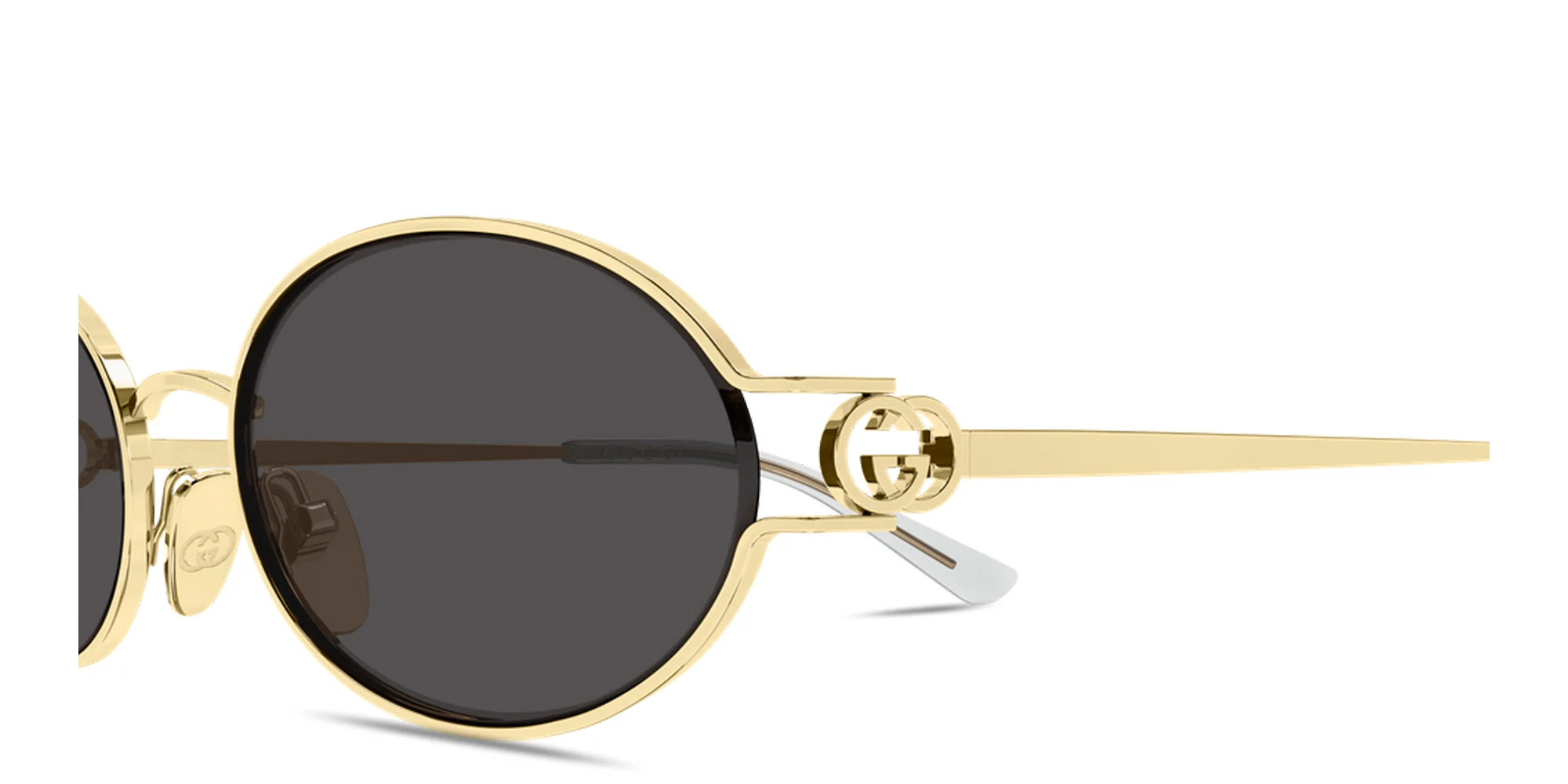 Shop GUCCI GG Logo Oval Sunglasses in Endura Gold online.